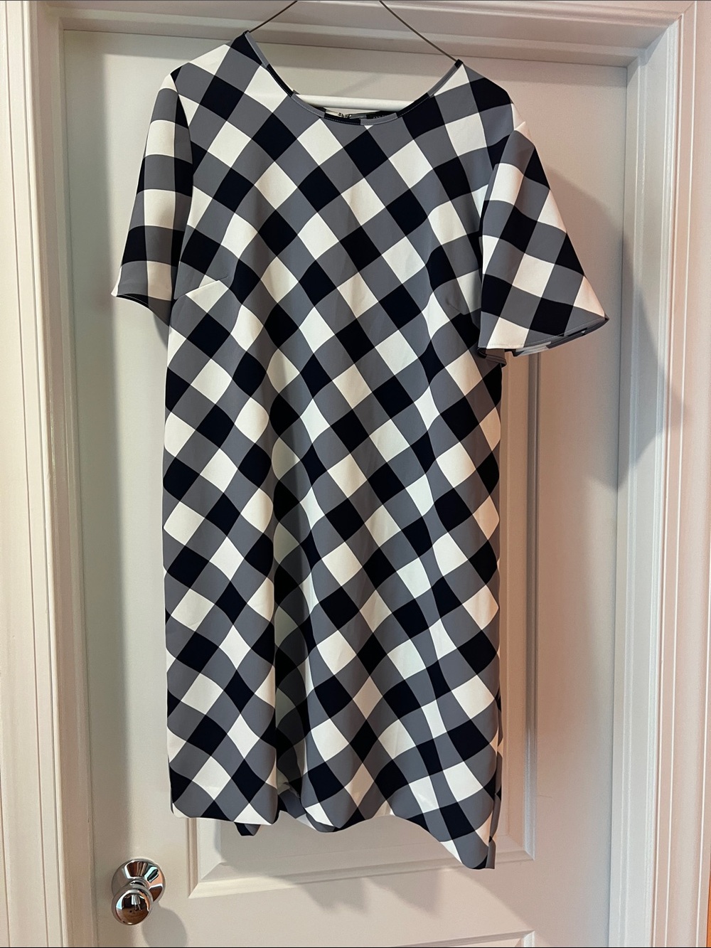 Ann Taylor Black and White Gingham Shift Dress